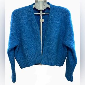 Zara Blue Knit Cropped Cardigan – Size L